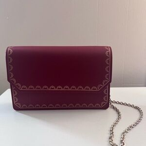Cartier Red Scalloped-Trim Chain Crossbody Bag